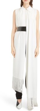 Givenchy Silk Sleeveless Fringe Asymmetrical Top at Nordstrom Rack