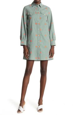 Paul & Joe Sister Lucia Floral Embroidered Gingham Shirt Dress at Nordstrom Rack