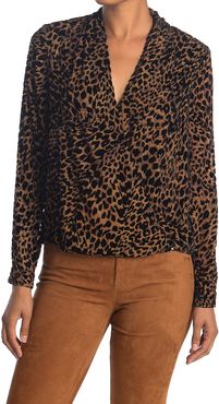 L'AGENCE Lydia Drape Front Burnout Velvet Blouse at Nordstrom Rack