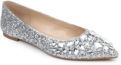 Ulanni Embellished Pointed Toe Glitter Flat