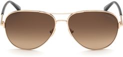Clark 59mm Gradient Aviator Sunglasses - Rose Gold/ Brown Gradient