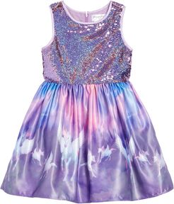 Toddler Girl's Little Angels Sequin Unicorn Dress