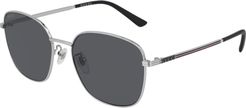 57mm Square Sunglasses - Silver/ Grey