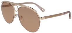 Chloe Romie 59mm Semi-Rimless Aviator Sunglasses at Nordstrom Rack