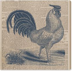 Rooster Newspaper Canvas Wall Art