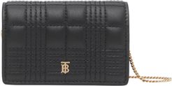 Quilted Lambskin Card Case With Detachable Strap - Black