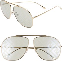 64mm Oversize Lenticular Lens Aviator Sunglasses - Gold/ Green