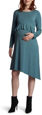 Melissa Long Sleeve Peplum Maternity/nursing Dress