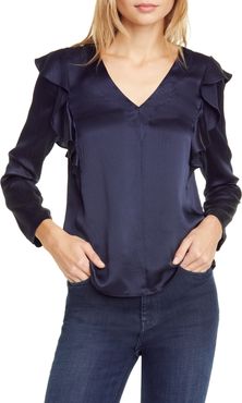 Rebecca Taylor Long Sleeve Ruffle Silk Top at Nordstrom Rack