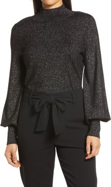 Halogen Metallic Bishop Sleeve Sweater