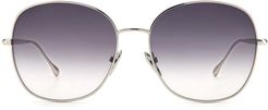59mm Gradient Round Sunglasses - Palladium/ Grey Shaded