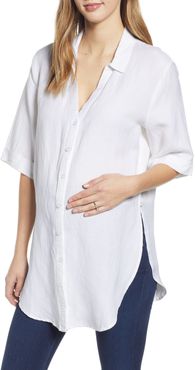 Tie Front Maternity Button-Up Shirt