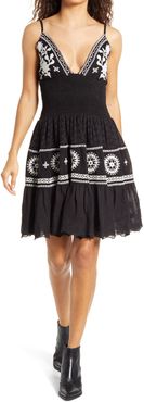 Callie Smocked Lace Embroidered Minidress