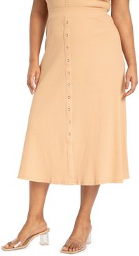 Plus Size Women's Eloquii Snap Front Rib Skirt