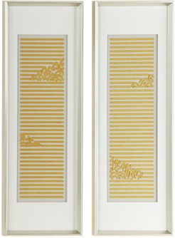 Willow Row Rectangular White Framed Abstract Yellow Cotton Patterned Acrylic Shadow Box - Set Of 2 at Nordstrom Rack