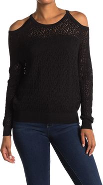 Catherine Catherine Malandrino Pointelle Cold Shoulder Pullover Sweater at Nordstrom Rack