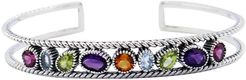 Samuel B Jewelry Sterling Silver Amethyst, Blue Topaz, Citrine, Peridot & Rhodolite Open Cuff Bracelet at Nordstrom Rack