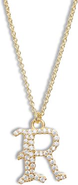 Cubic Zirconia Gothic Initial Pendant Necklace