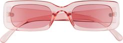 51mm Rectangular Sunglasses - Clear- Pink