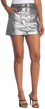 FRAME Metallic Silver Mini Skirt at Nordstrom Rack