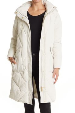 Donna Karan Faux Fur Lined Hood Zip Cocoon Puffer Jacket at Nordstrom Rack