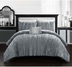 Chic Home Bedding Merieta Rich Textured Crinkle Velvet Design King 4-Piece Set - Grey at Nordstrom Rack