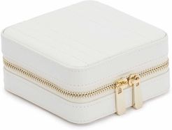 Maria Zip Square Jewelry Case - White