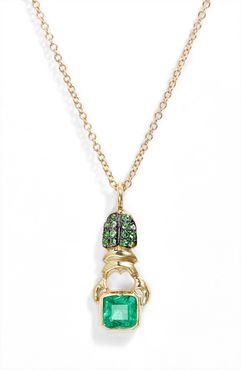 Khepri Tsavorite & Emerald Pendant Necklace