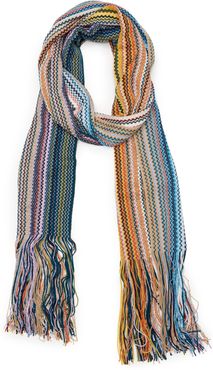 Metallic Zigzag Wool Blend Scarf