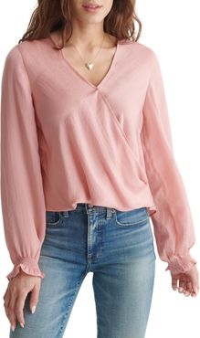 Lucky Wrap Front Long Sleeve Blouse
