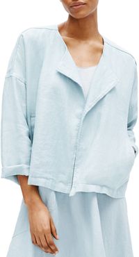 Eileen Fisher Heavy Organic Linen Drape Front Jacket