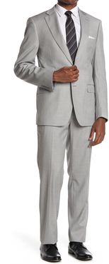 Calvin Klein Light Grey Solid Wool Blend Two Button Notch Lapel Suit at Nordstrom Rack