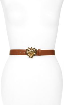 Devotion Logo Heart Buckle Leather Belt