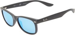 Junior 47mm Wayfarer Mirrored Sunglasses - Black/ Blue Mirror