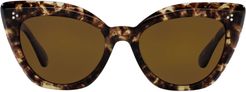 Laiya 55mm Polarized Butterfly Sunglasses - Brown Tort/ Brown