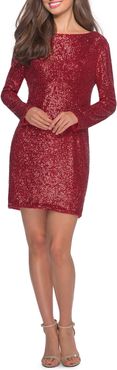 Long Sleeve Sequin Cocktail Dress