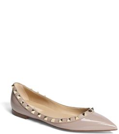 Rockstud Pointed Toe Ballerina Flat