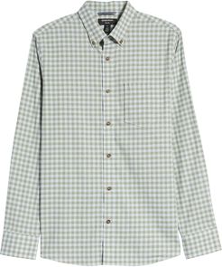 Trim Fit Gingham Linen & Cotton Button-Down Shirt