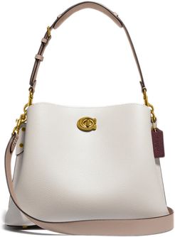 Willow Colorblock Leather Shoulder Bag - White