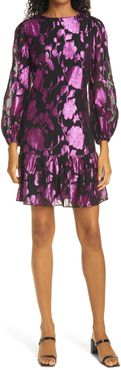 Metallic Floral Organza Shift Dress