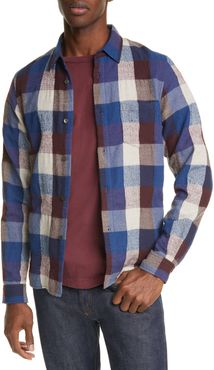 John Elliott Wool Plaid Straight Hem Slim Fit Shirt at Nordstrom Rack