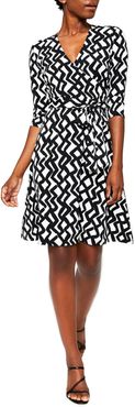 Print Jersey Faux Wrap Dress