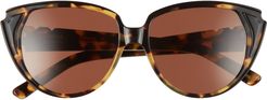 Cut Paste 55mm Cat Eye Sunglasses - Dark Tortoise/ Black Brown