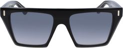 55mm Square Sunglasses - Black/ Black