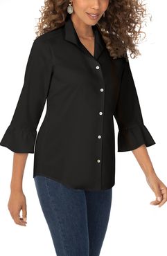 Ruffle Cuff Non-Iron Button Front Top