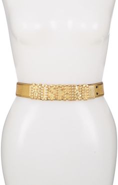 MOSCHINO Thick Leather Studded Logo Belt at Nordstrom Rack