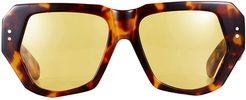 Bec & Bridge 48mm Geometric Sunglasses - Dark Tortoise/ Yellow