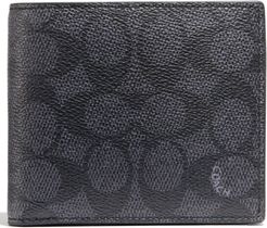 Signature Coated Canvas & Leather Coin Wallet - Black