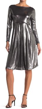 WEST KEI Metallic Pleated Long Sleeve Dress at Nordstrom Rack