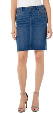 Gia Pull-On Denim Pencil Skirt